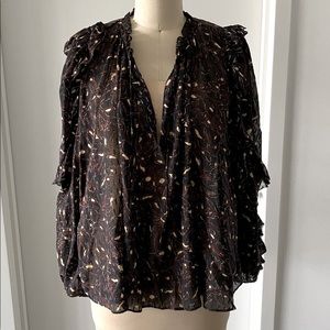 Ulla Johnson Semi Sheer Floral Blouse